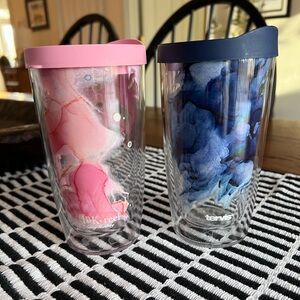 Set of 2 16 ounce Tervis Tumblers with travel lids